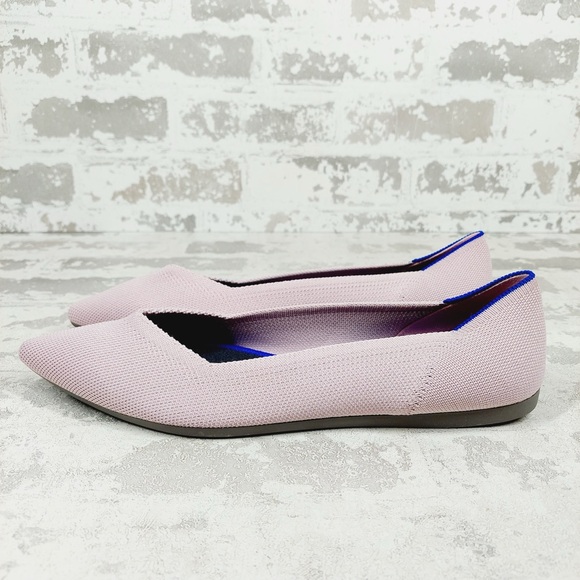 NEW Rothy's The Flat Pink Knit Pointy Toe Slip On Loafers O281